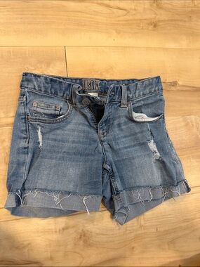 Justice Girls' Distressed Denim Shorts - Light Wash Blue